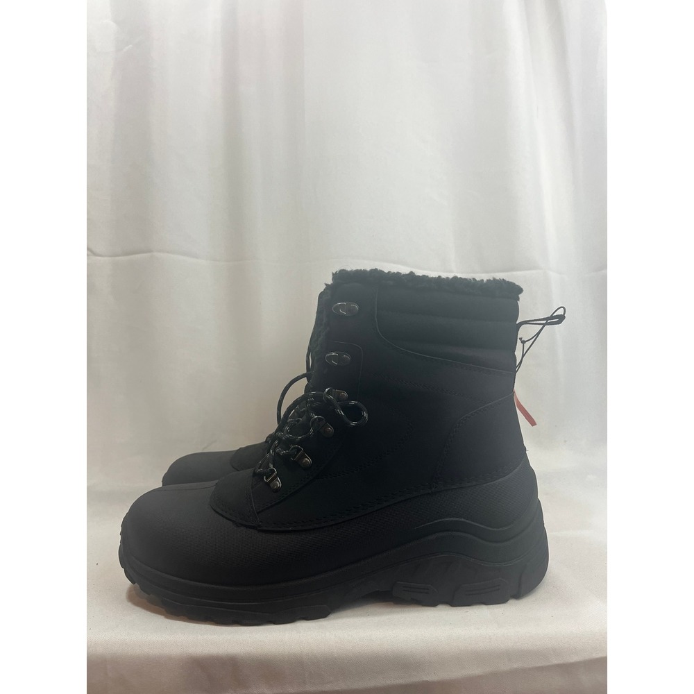 All in Motion Mens Sprout Snow Boots Black Faux Fur Lined Winter Lug Sole 13